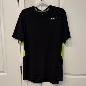 Nike Men's Black and Neon Green Tee